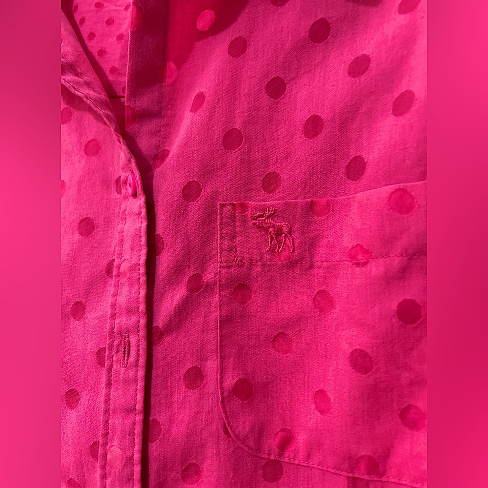 Y2K Abercrombie & Fitch Pink Sleeveless Button Down Shirt size S - Picture 5 of 6